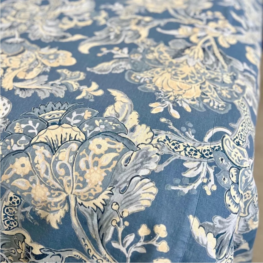 Pottery Barn Bristol Palampore Floral FULL/QUEEN Duvet Cover Blue Cream Linen PB